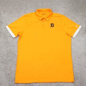 Nike‎ Golf Detroit Tigers Polo Shirt Mens Large Orange Dri-Fit Standard Fit S/S